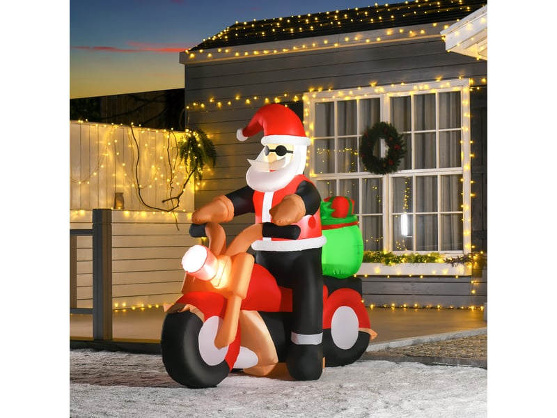  Décoration de noël extérieure gonflable père noël, avec souffleur, 1,65 m, rouge, blanc et noir  - Conforama C