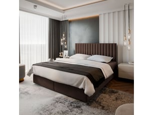 Lit avec rangement 140x200 cm <strong>MASSENO</strong> <strong></strong> coloris marron
