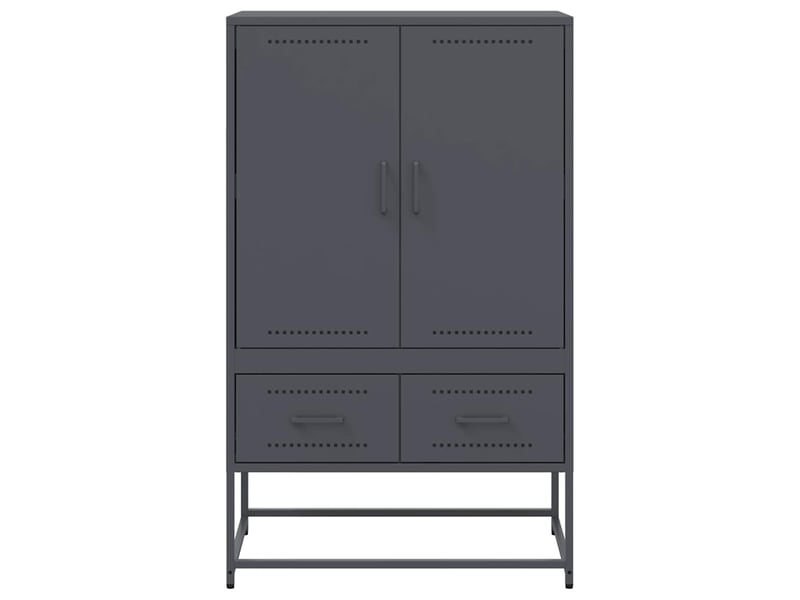  Buffet haut - bahut - meuble de rangement anthracite 68x39x111,5 cm acier  - Conforama E