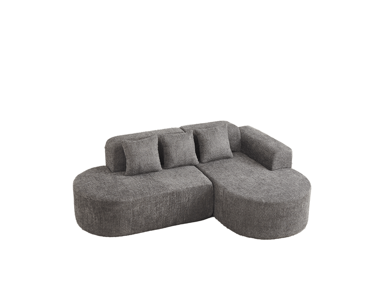  Canapé d'angle 222x157 cm – anthracite – chenille, méridienne droite, 3 coussins, 3 places, confort ferme  - Conforama A