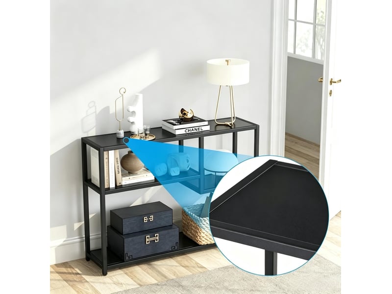  Table console avec étagères ouvertes 110 x 30 x 85 cm – noir – rangement 4 niveaux pour salon et entrée  - Conforama D