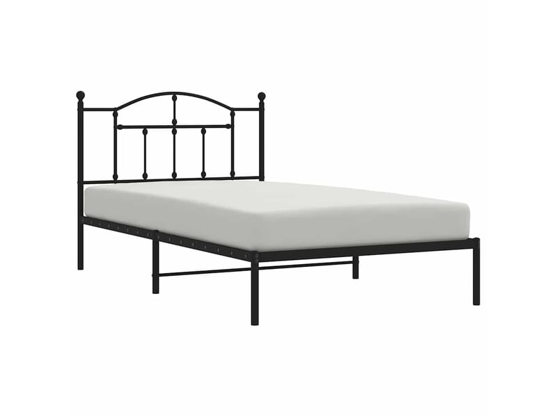  Lit simple- lit adulte -  cadre de lit métal sans matelas avec tête de lit noir 100x200cm  - Conforama D