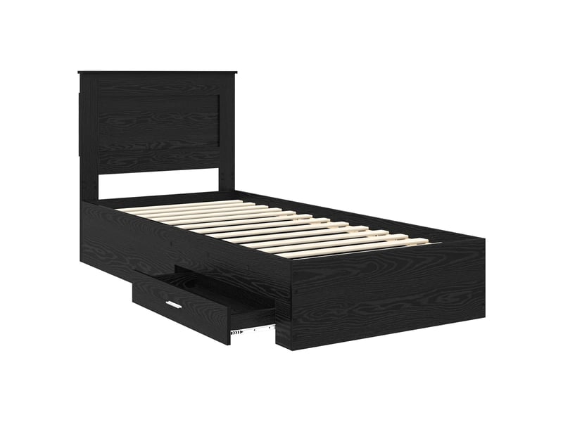  Lit simple- lit adulte -  cadre de lit chêne noir 90 x 200 cm bois d'ingénierie  - Conforama D