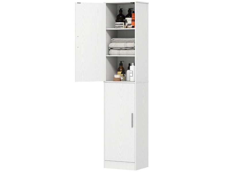 Armoire de salle de bain haute étroite 2 portes avec rangements 40 x 35 x 180 cm homvra - Conforama A