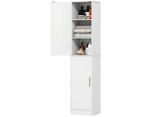 Armoire de salle de bain haute étroite 2 portes avec rangements 40 x 35 x 180 cm homvra