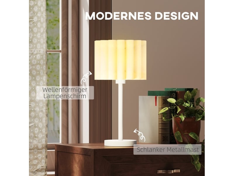Lampe de table ø25 x 48,5h cm en métal et plastique avec douille e27 blanc chicfurn - Conforama E