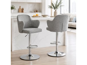 tabouret de bar assise réglable en hauteur <strong>HAVRYA</strong> - gris hauteur d'assise 64 cm vendu Par paire