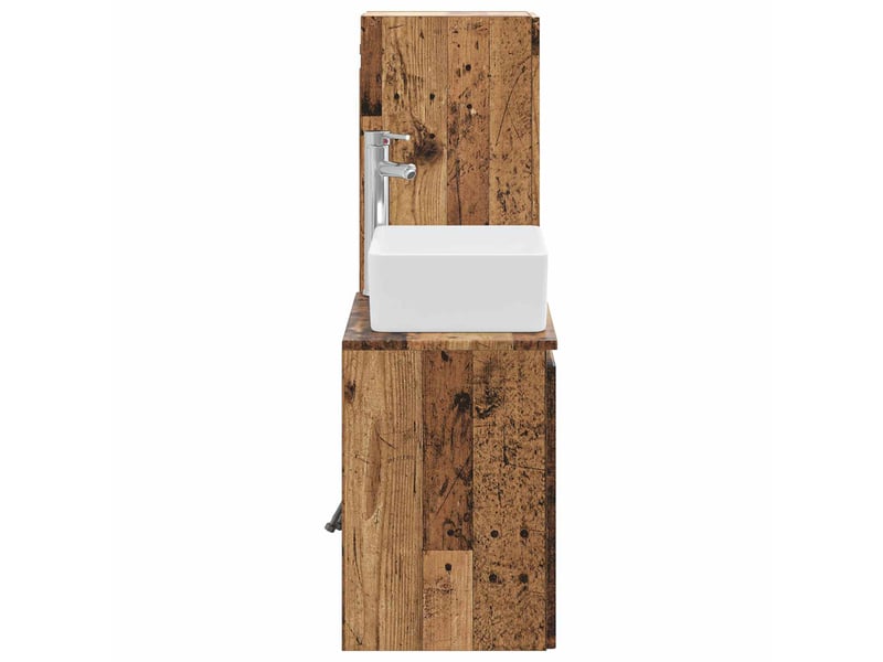 Ensemble de mobilier de salle de bain 2 pcs bois ancien shl35 - Conforama D