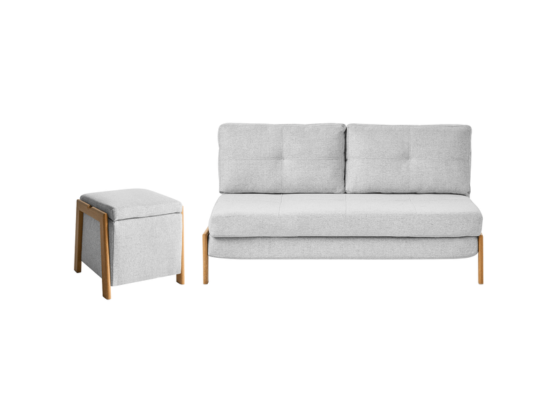 Ensemble de salon 3 places edland tissu gris clair avec pouf - Conforama A
