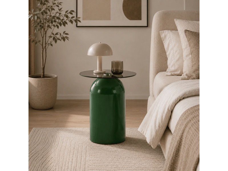 Tables basses gigognes 2 pièces avec plateau en verre trempé et base brillante, style rétro, pour salon et bureau - Conforama E