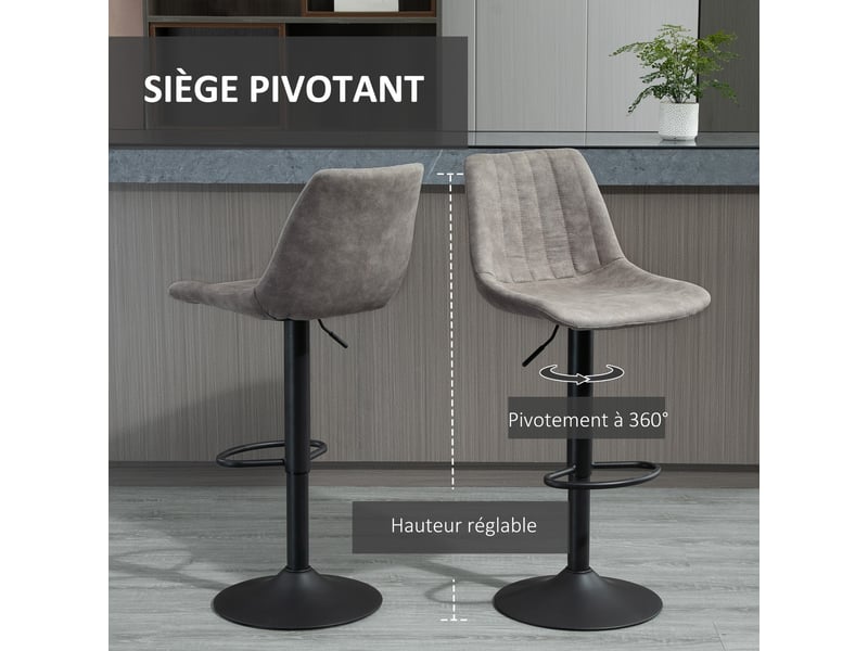  Lot de 2 tabourets de bar – style vintage – réglables et pivotants  - Conforama E