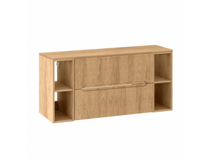 Meuble sous vasque suspendu avec 2 étagères et plan 2t novo l.120 cm effet chêne hikora