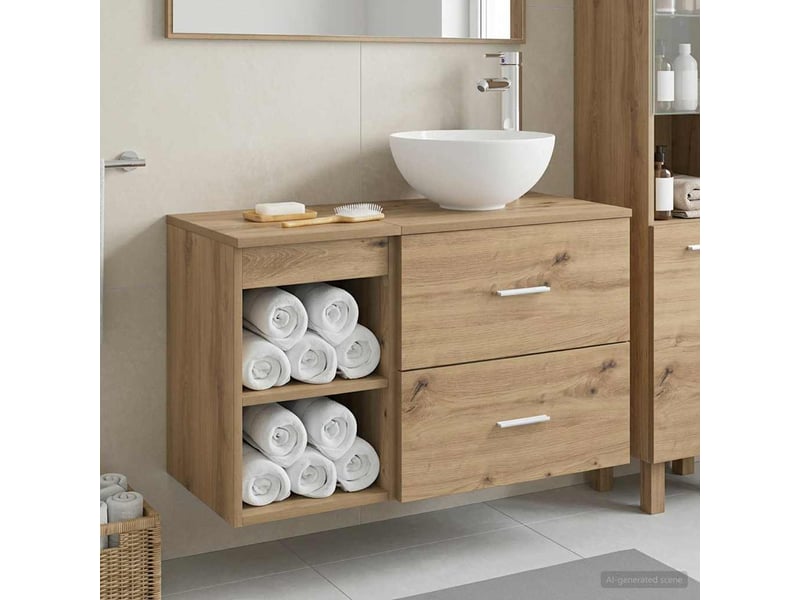 Ensemble de mobilier de salle de bain 2 pc chêne artisanal cf64053 - Conforama B