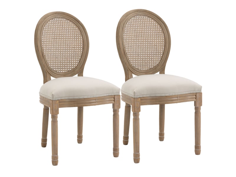  Lot de 2 chaises de salle à manger bois massif et cannage 49 x 56 x 96 cm  - Conforama A