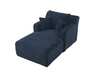 Chaise longue de relaxation moderne - 100x166x82cm - fauteuil de salon en velours côté design sans montage - bleu