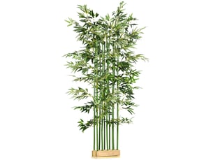 Bambou artificiel 180 cm, feuilles réalistes et pot en bois de pin, facile à nettoyer, pour maison bureau, vert