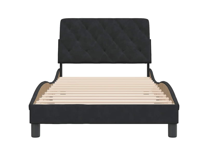  Lit simple- lit adulte -  cadre de lit sans matelas noir 100x200 cm velours  - Conforama D