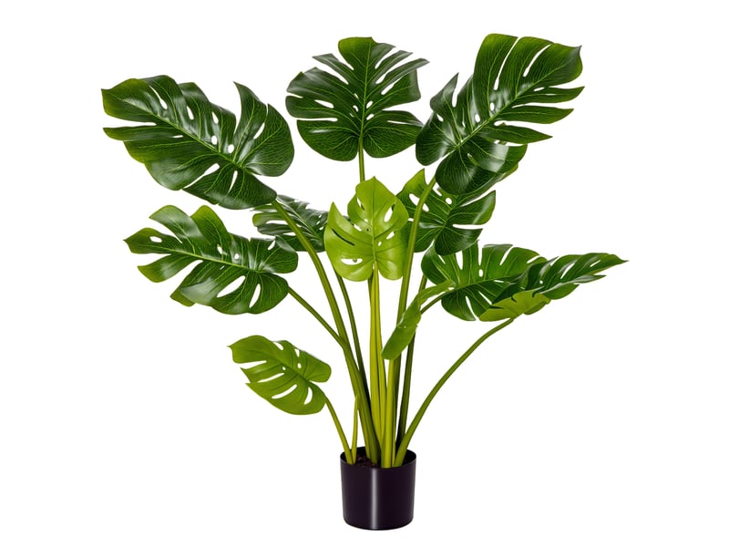  Plante artificielle monstera de 110 cm en pot, plante d'intérieur décorative, plante de bureau, pot en plastique pour usage intérieur et extérieur  - Conforama A