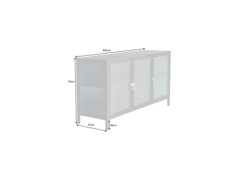  Buffet britton 105 cm en verre trempé et métal – 3 portes vitrées, coloris noir et poignées dorées  - Conforama C