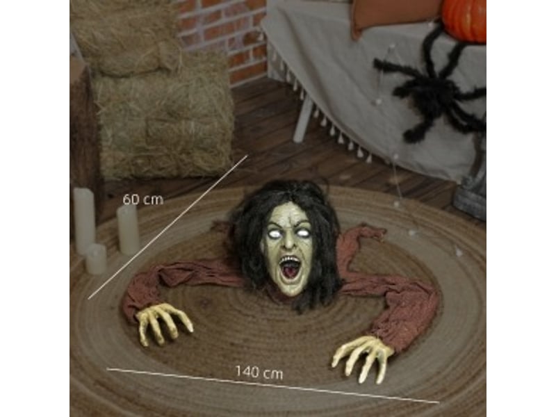  Décoration zombie rampante halloween 140x60x20 cm sons et lumières marron  - Conforama E