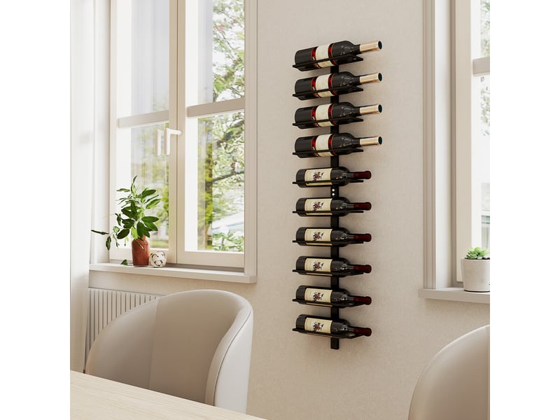  Porte bouteille mural en acier pour 10 bouteilles, pour cuisine, bar, salle à manger, noir, cave  - Conforama W