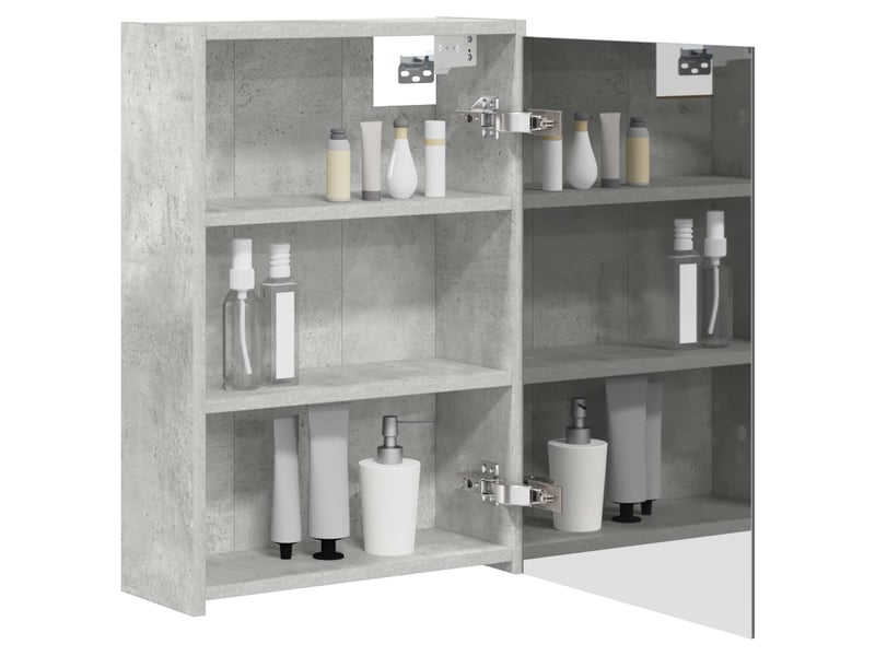  Armoire miroir de salle de bain, cabinet de salle de bain gris béton 43 x 16 x 62.5 cm cf65159  - Conforama C