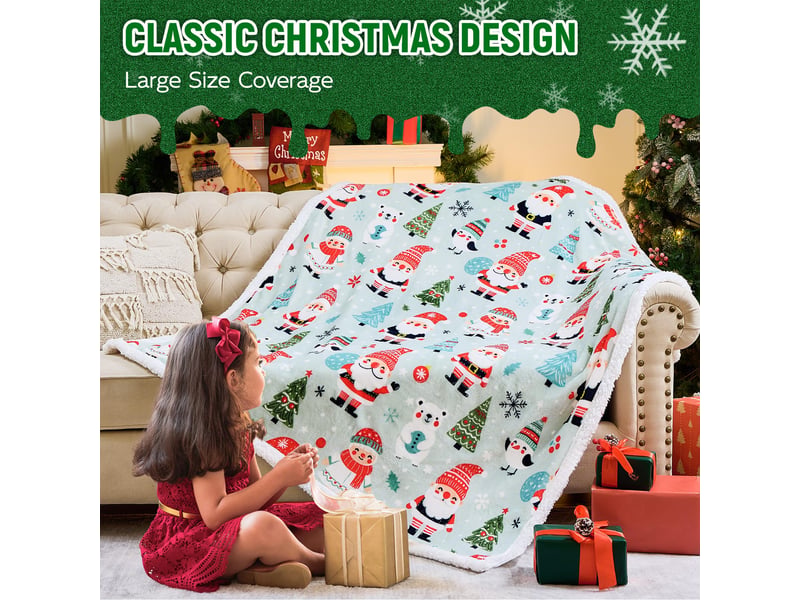  Plaid de noël en polaire sherpa et flanelle 130 × 150 cm, couverture douce et moelleuse motif gnome de noël, jeté chaud pour canapé, fauteuil et lit  - Conforama D