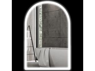 Miroir de salle de bain led 90 x 60cm, mural, 3 couleurs, arqué cadre en aluminium, désembuage et interrupteur tactile