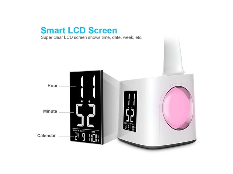  Lampe de bureau d'étude avec port usb et écran heure – porte-stylo, lumière d'ambiance nocturne  - Conforama E