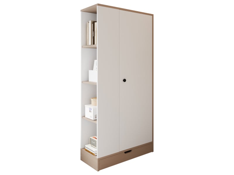 Armoire 1 porte bois naturel et blanc 70x40x170 cm - étagères et tiroirs - réf. Ldb00308aan - Conforama A