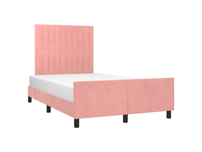  Lit double- lit adulte -  cadre de lit sans matelas rose 120x190 cm velours  - Conforama C