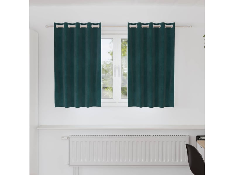 Lot de 2 rideaux, rideaux de fenêtre vert foncé 140 x 140 cm velours cf44119 - Conforama B
