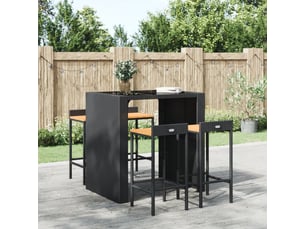Lot de 4 tabouret de bar, chaise de bar noir résine tressée et bois d'acacia shl56802