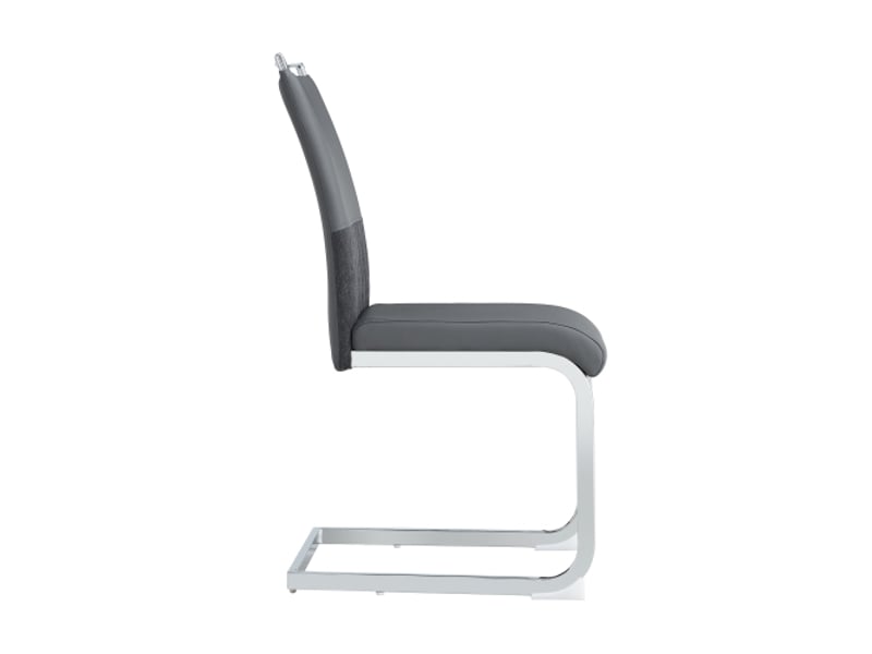  Chaise de salle à manger 4 pcs, dossier haut en simili cuir pu et lin, chaise d'appoint, gris  - Conforama C