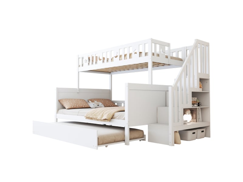  Lit superposé 140x200(90x200) cm coloris blanc bois massif lit enfant blanc - Conforama A