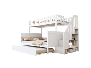 Lit superposé 140x200 cm <strong>MERAX</strong>  <strong>lit enfant blanc</strong> coloris blanc