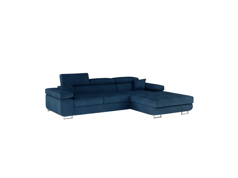  Canapé d'angle convertible amanda bleu foncé en tissu tramé fin avec coffre  - Conforama E