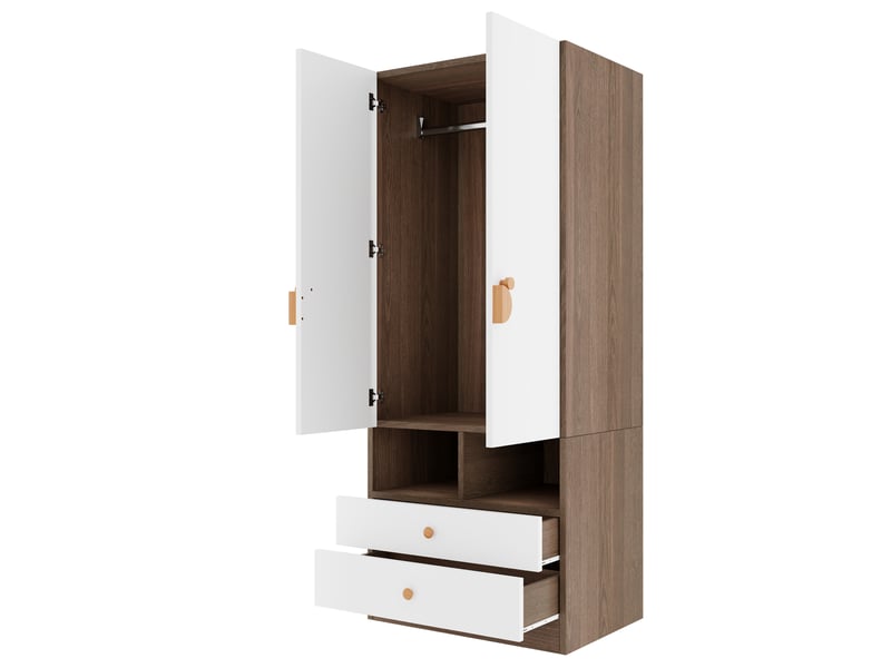  Armoire 2 portes 2 tiroirs avec compartiments 70 x 50 x 170 cm  - Conforama E