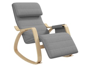 Fauteuil relax à bascule fauteuil allaitement avec repose-pieds réglable, poche latérale et appui-tête, gris