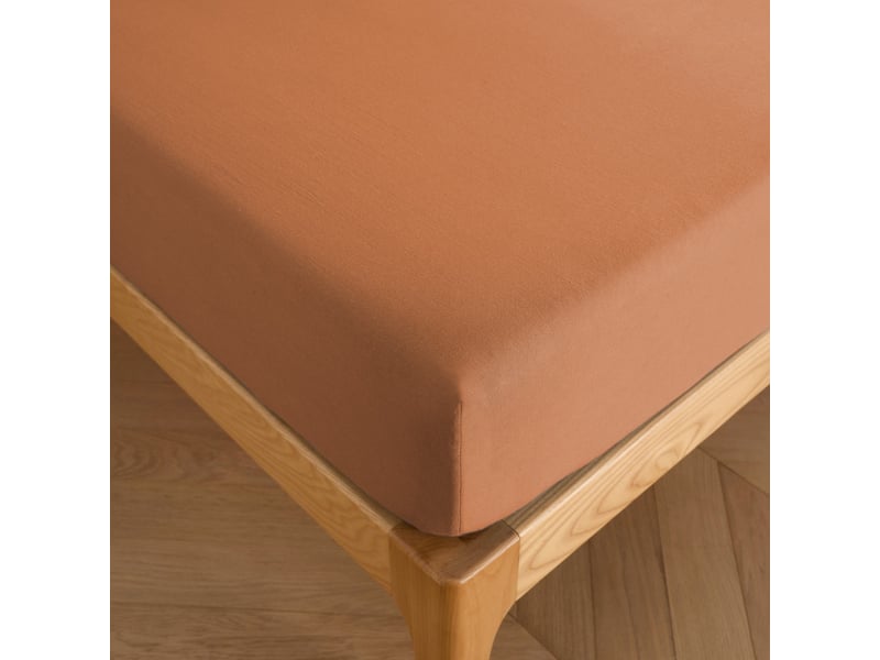  Drap housse 180x200+35 cm lin métis caramel PD25527 - Conforama B