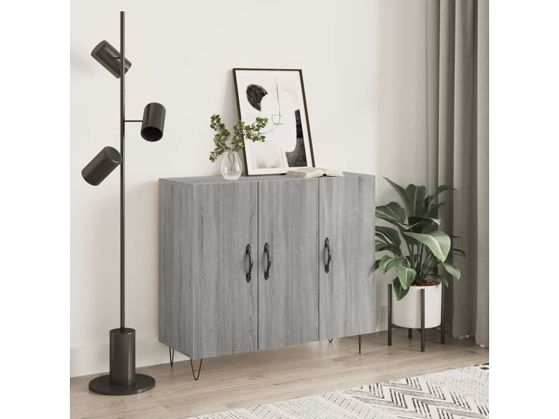 Buffet - bahut - meuble de rangement sonoma gris 90x34x80 cm bois d'ingénierie  - Conforama B