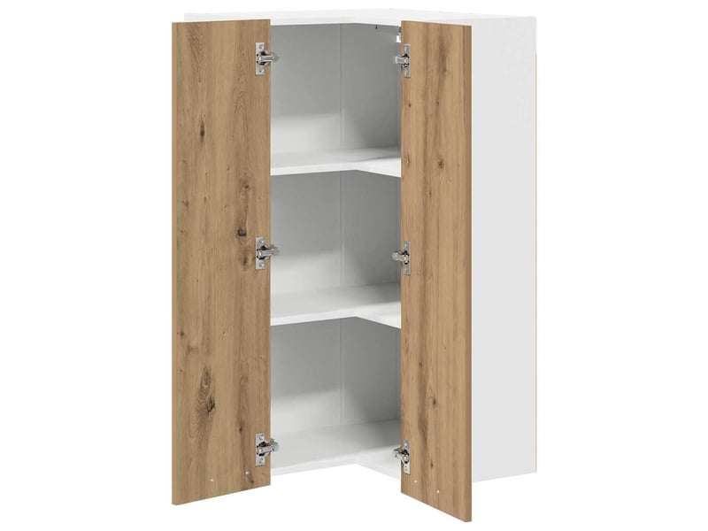  Meuble de rangement cuisine, armoire suspendue chêne artisan et blanc 57x57x100cm  - Conforama E