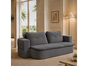 Canapé compressé convertible 2-3 places + couette en velours côtelé gris foncé watford