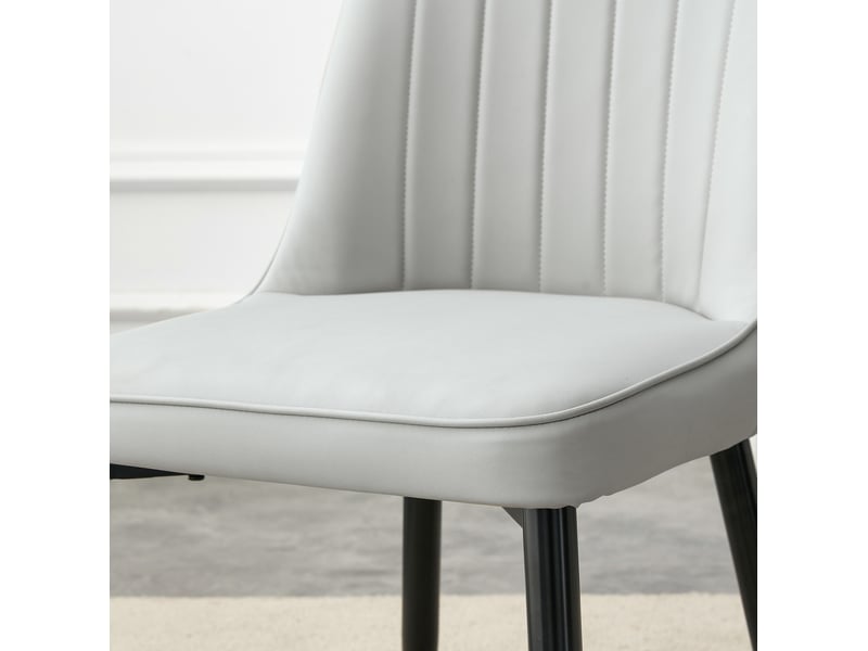  Lot de 2 chaises de salle à manger 40x40x89 cm, design moderne, chaise cuisine, assise rembourrée, métal et pu, gris clair+noir  - Conforama E