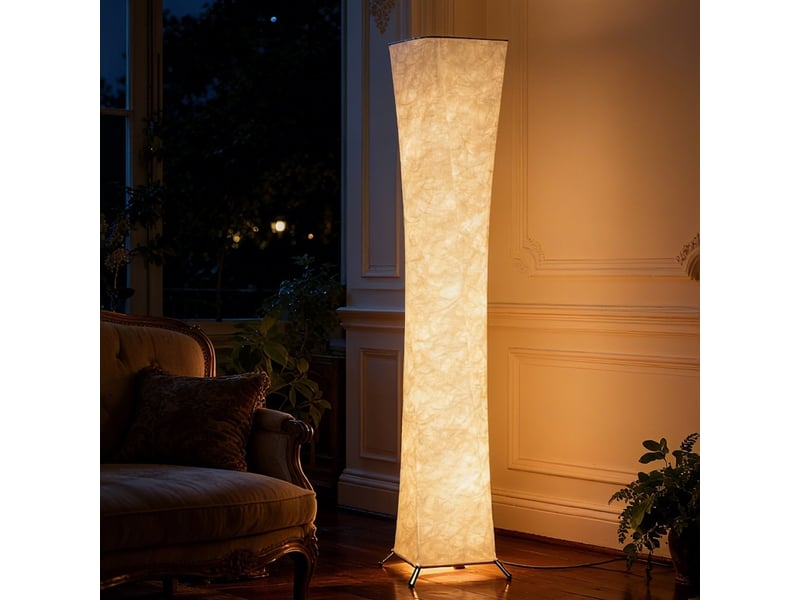  Lampadaire 25 x 25 x 129 cm en acier avec led intégrée et variateur à pied argent et blanc chicfurn  - Conforama B