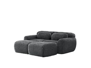 Boneless cloud sofa, tissu plush fluffy, canapé sommeil modulaire avec 2 ottomans, canapé 2 places, montage libre, confortable pour salon, gris