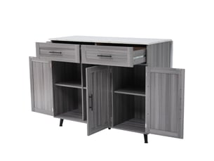 Îlot de cuisine mobile avec plateau de table rabattable, rangements et 5 roulettes, blanc et gris