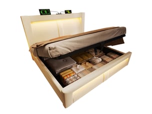 Lit avec rangement 160x200 cm DESVIAE   coloris beige