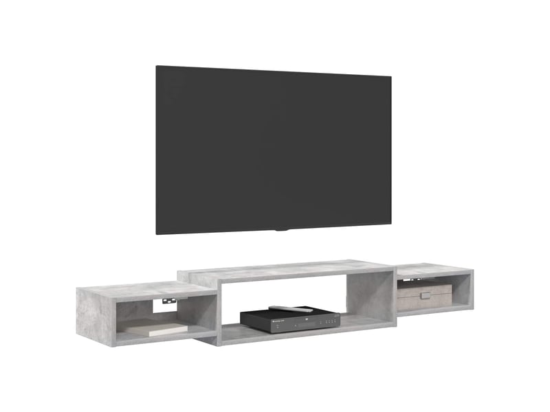  Meuble tv - banc tv - meuble de rangement mural montage mural gris béton 140 x 28 x 21 cm  - Conforama C