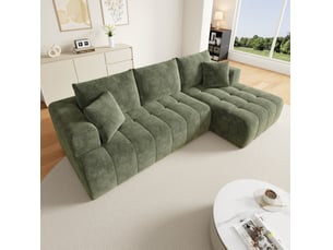 Canapé d'angle modulaire sans cadre, canapé cloud, tissu chenille confortable, librement combinable, design près du sol, idéal pour le salon et les appartements, pas de montage requis, vert
